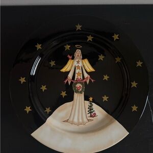 Certified International Black and Gold Holiday Plate